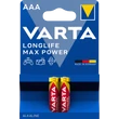 Kép 1/4 - VARTA LONGLIFE MAX POWER LR3 AAA mikro elem X2