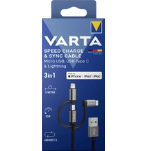VARTA 3in1 töltő és szinkronizációs kábel USB A–Light/Micro/C