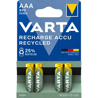 VARTA RECHARGE ACCU RECYCLED akkumulátor AAA mikro 800 mAh X4