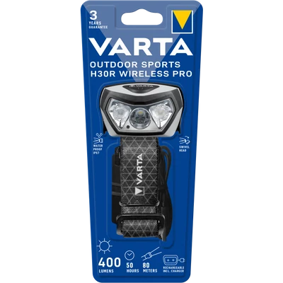 VARTA OUTDOOR SPORTS H30R WIRELESS PRO TÖLTHETŐ  FEJLÁMPA - 18650